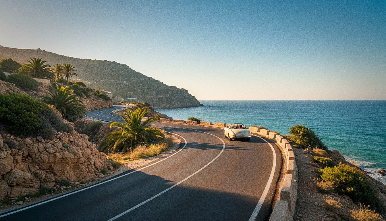 Coastal road near Málaga reached by a rental car booked without a credit card